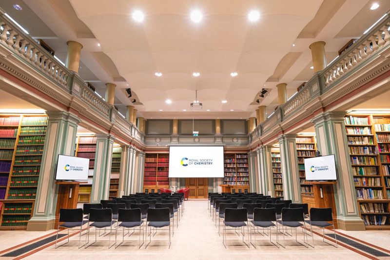 view from back of library towards rows of seat towards screen